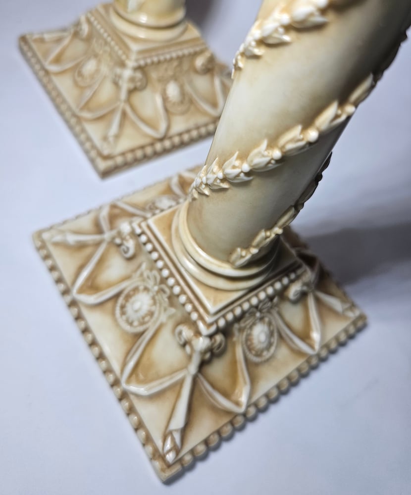 Image of Royal Worcester Pair of Candlesticks