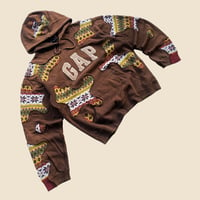 Image 2 of REWORKED BROWN GAP KNIT HOODIE SIZE M