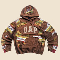 Image 1 of REWORKED BROWN GAP KNIT HOODIE SIZE M