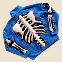 Image 6 of (PRE-ORDER) REWORKED 3D PUFF SKELETON BLUE POLAR FLEECE JACKET SIZE M 