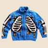 (PRE-ORDER) REWORKED 3D PUFF SKELETON BLUE POLAR FLEECE JACKET SIZE M 