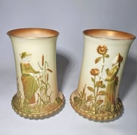 Image 1 of Royal Worcester Pair Spill Vases with embossed figures