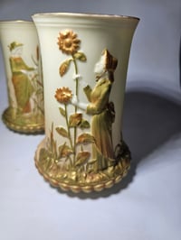 Image 4 of Royal Worcester Pair Spill Vases with embossed figures