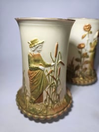 Image 3 of Royal Worcester Pair Spill Vases with embossed figures