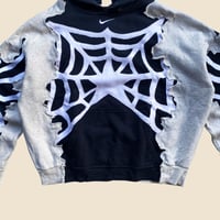 Image 5 of REWORKED NIKE CENTER SPIDERWEB HOODIE SIZE L BOXY