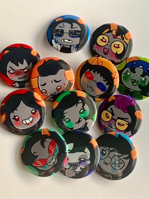 Image of Homestuck chibi beta trolls buttons