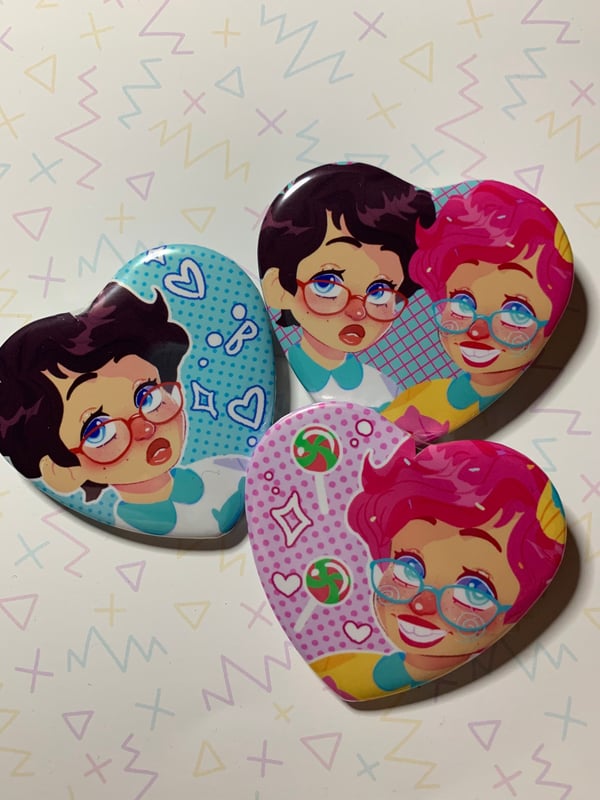 Image of Homestuck Jane Crocker trickster heart buttons