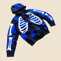 Image 2 of REWORKED NIKE 3D PUFF SKELETON BLUE FLOW ZIPHOODIE SIZE M