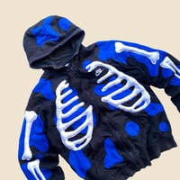 Image 3 of REWORKED NIKE 3D PUFF SKELETON BLUE FLOW ZIPHOODIE SIZE M