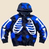 REWORKED NIKE 3D PUFF SKELETON BLUE FLOW ZIPHOODIE SIZE M