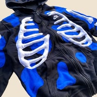 Image 4 of REWORKED NIKE 3D PUFF SKELETON BLUE FLOW ZIPHOODIE SIZE M