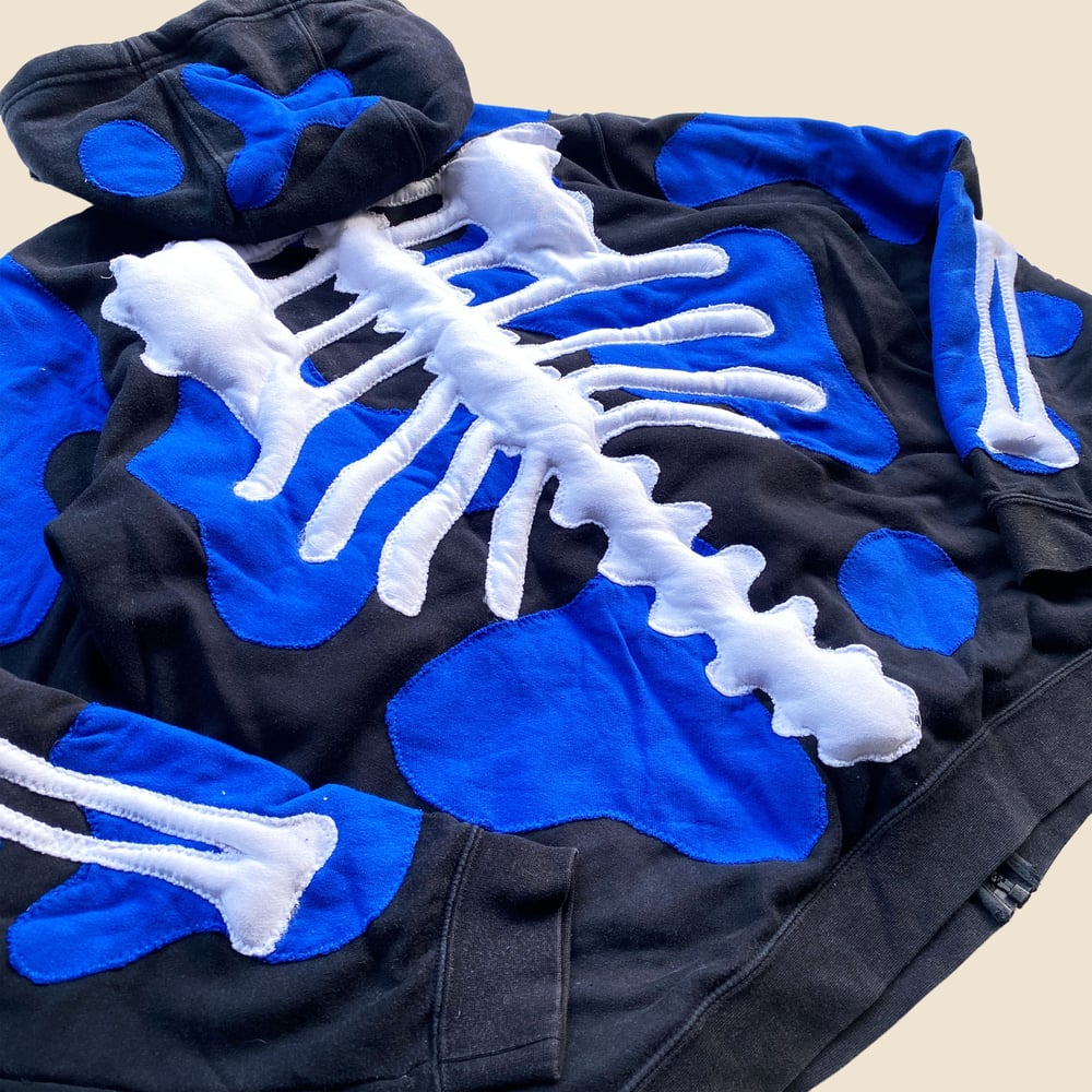 REWORKED NIKE 3D PUFF SKELETON BLUE FLOW ZIPHOODIE SIZE M