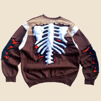 Image 7 of REWORKED NIKE CRACKED 3D PUFF SKELETON BROWN SWEATSHIRT SIZE XL