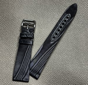 Image of Black Tie Extra Thin Moiré Watch Strap