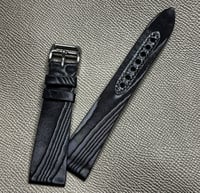 Image 1 of Black Tie Extra Thin Moiré Watch Strap