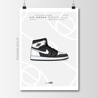 Image 1 of Sneaker Poster Air Jordan 1 “Black and White” 2024 Print