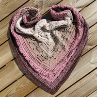 Image 1 of Shawl "Golden Rose" in White, Beige, Pink and Brown Ombré
