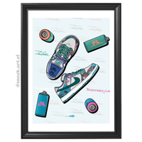 Image 2 of Sneaker Poster Dunk SB Low x Futura Laboratories “Bleached Aqua” Print