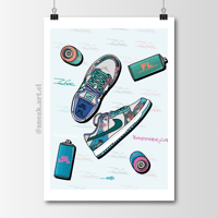 Image 1 of Sneaker Poster Dunk SB Low x Futura Laboratories “Bleached Aqua” Print