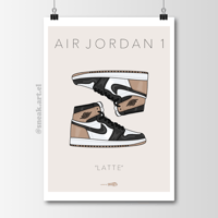 Image 1 of Sneaker Poster Air Jordan 1 “Latte” 2024 Print