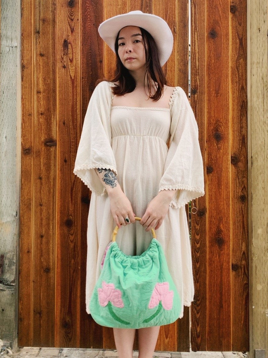 Image of Quilt Bag — Green & Pink Clovers 