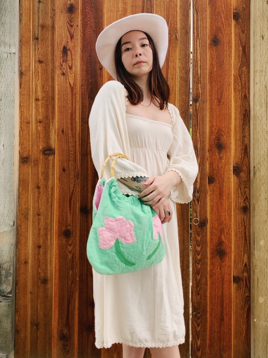 Image of Quilt Bag — Green & Pink Clovers 