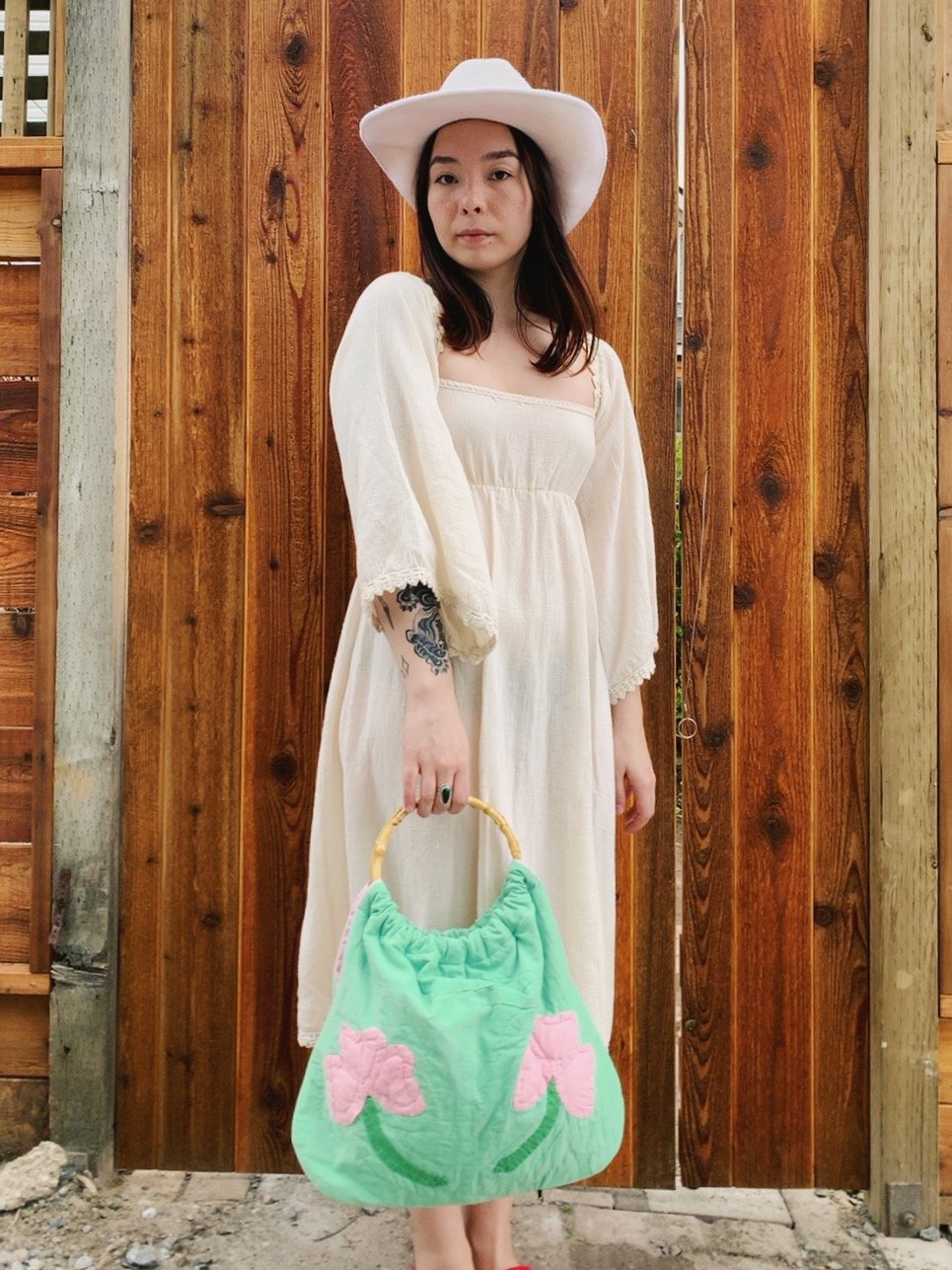 Image of Quilt Bag — Green & Pink Clovers
