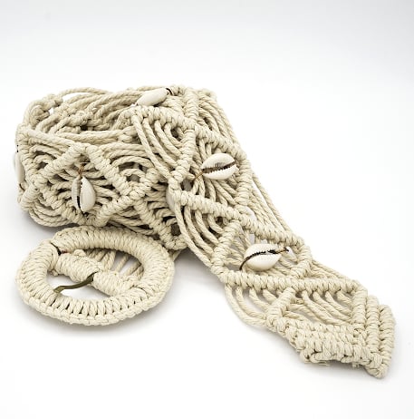 Image of Macrame Belt w/Cowrie Shells - Size Large