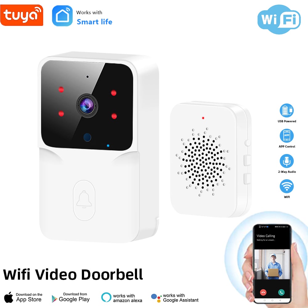 WiFi Doorbell Home Tuya WiFi Wireless Doorbell DC AC Battery Powered Camera Bell with Alexa G