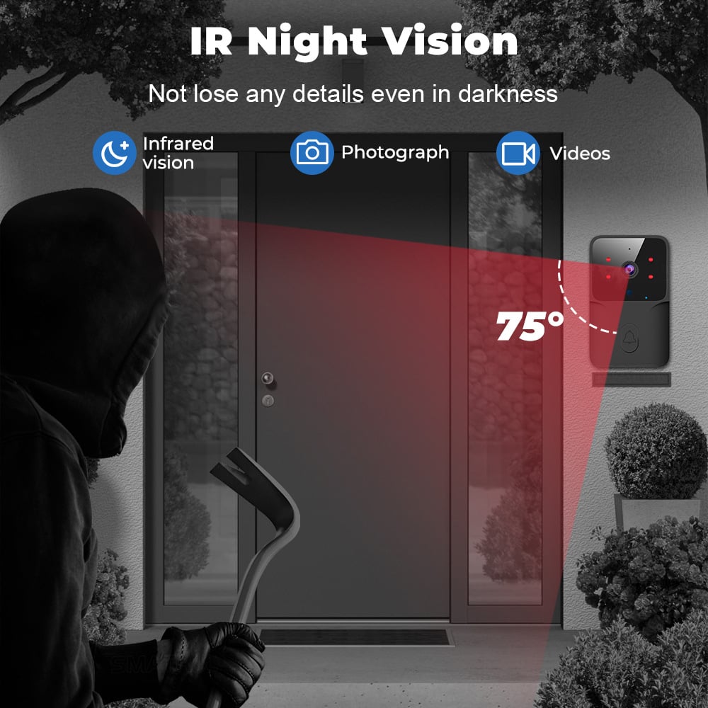 WiFi Doorbell Home Tuya WiFi Wireless Doorbell DC AC Battery Powered Camera Bell with Alexa G
