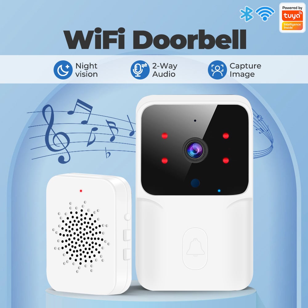 WiFi Doorbell Home Tuya WiFi Wireless Doorbell DC AC Battery Powered Camera Bell with Alexa G