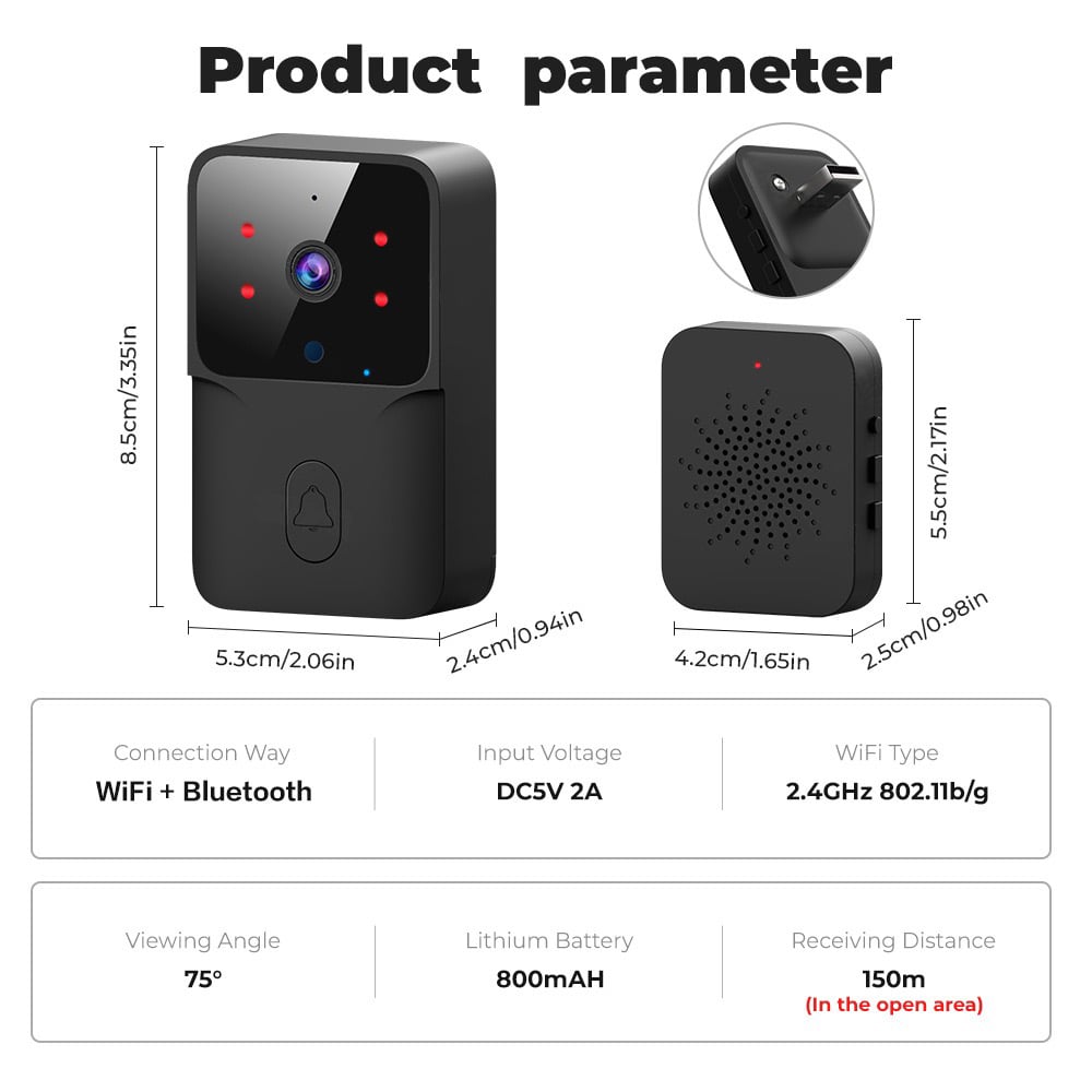 WiFi Doorbell Home Tuya WiFi Wireless Doorbell DC AC Battery Powered Camera Bell with Alexa G