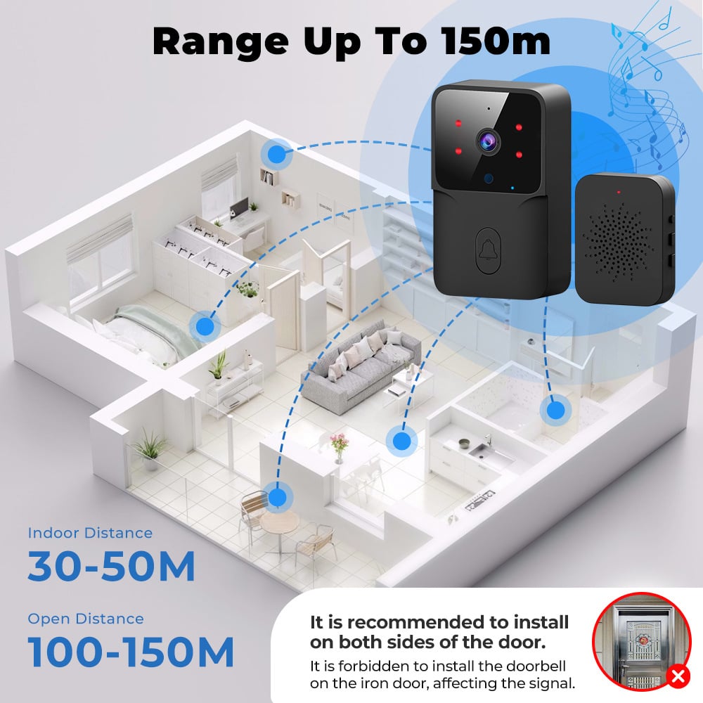WiFi Doorbell Home Tuya WiFi Wireless Doorbell DC AC Battery Powered Camera Bell with Alexa G