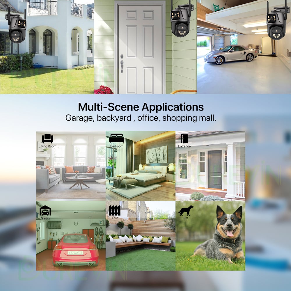 6K 9MP HD IP Camera Outdoor 8x Zoom Dual Screen External WiFi Camera 4K 8MP Security PTZ Cam