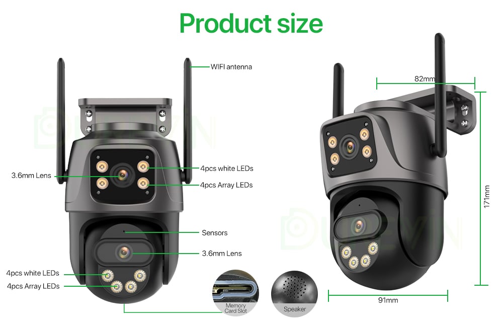 6K 9MP HD IP Camera Outdoor 8x Zoom Dual Screen External WiFi Camera 4K 8MP Security PTZ Cam