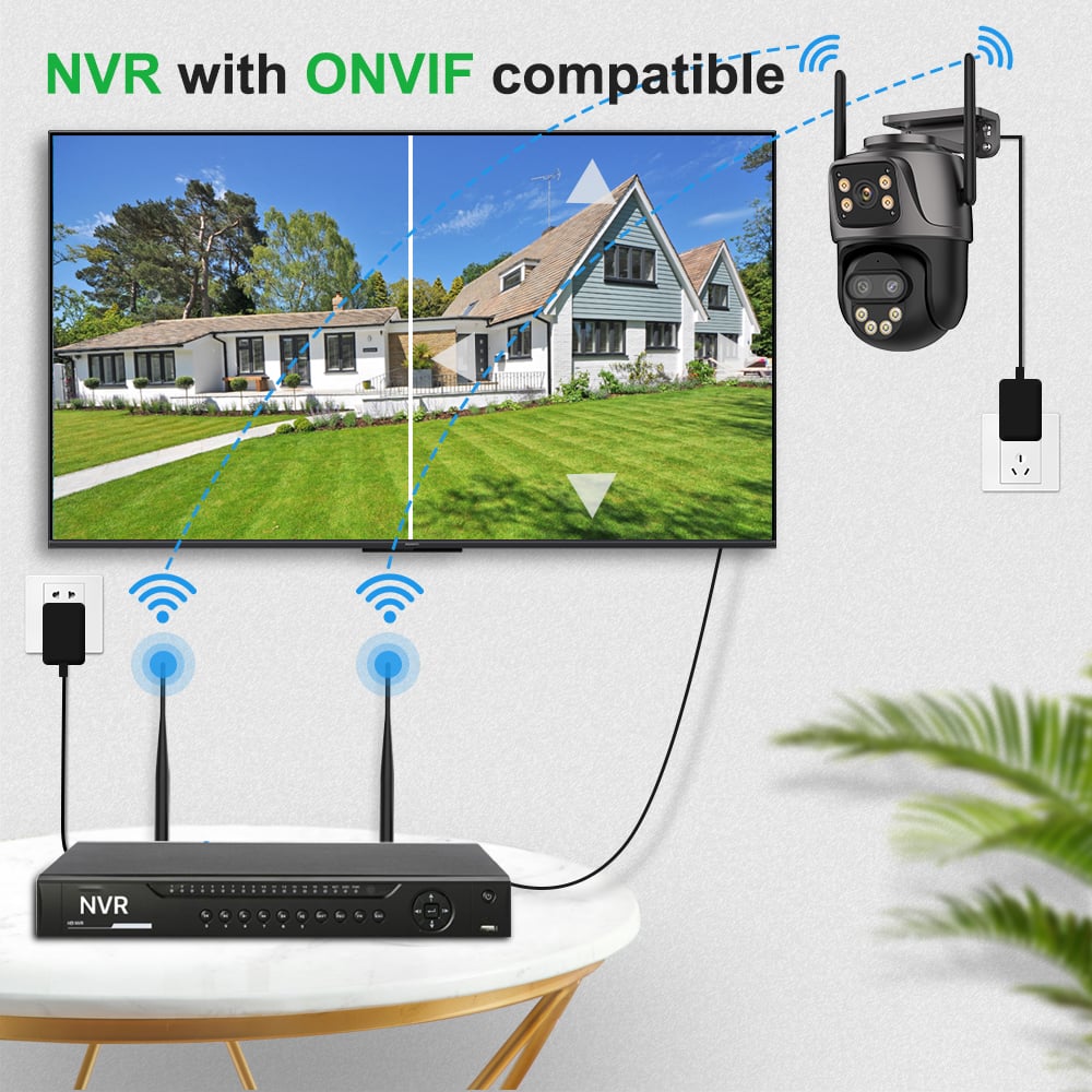 6K 9MP HD IP Camera Outdoor 8x Zoom Dual Screen External WiFi Camera 4K 8MP Security PTZ Cam
