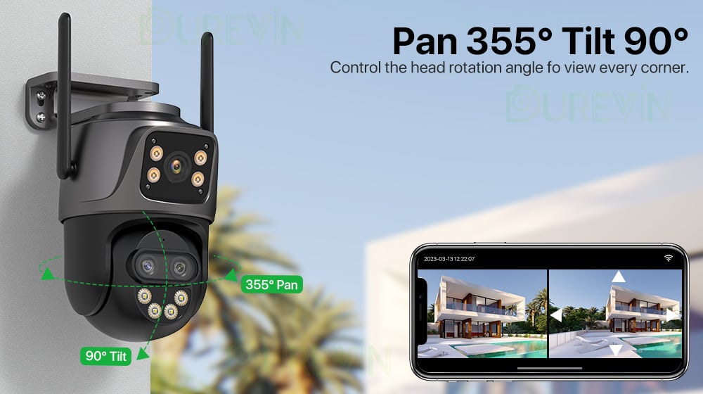6K 9MP HD IP Camera Outdoor 8x Zoom Dual Screen External WiFi Camera 4K 8MP Security PTZ Cam