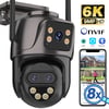 6K 9MP HD IP Camera Outdoor 8x Zoom Dual Screen External WiFi Camera 4K 8MP Security PTZ Cam