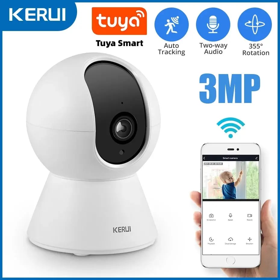 3MP Tuya Smart Mini WiFi IP Camera Indoor Wireless Home Security AI Human Detect CCTV 