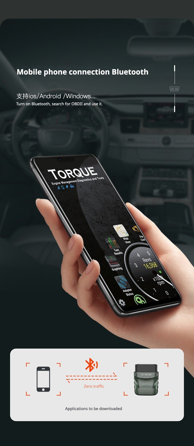 V1.5 ELM327 Bluetooth 4.0 Car Engine Fault Code Reader elm 327 V1.5 EOBD OBD II Dignostic Scanner 