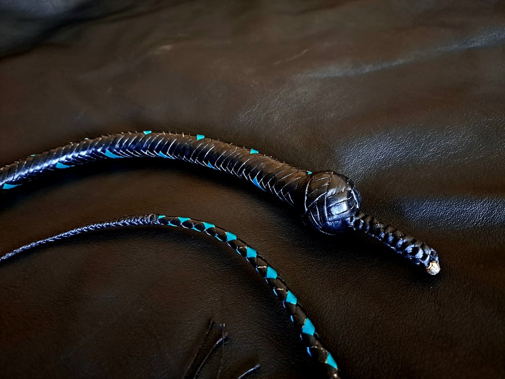Image of Signal Whip "Classique" noir et turquoise 120 cm (4ft)