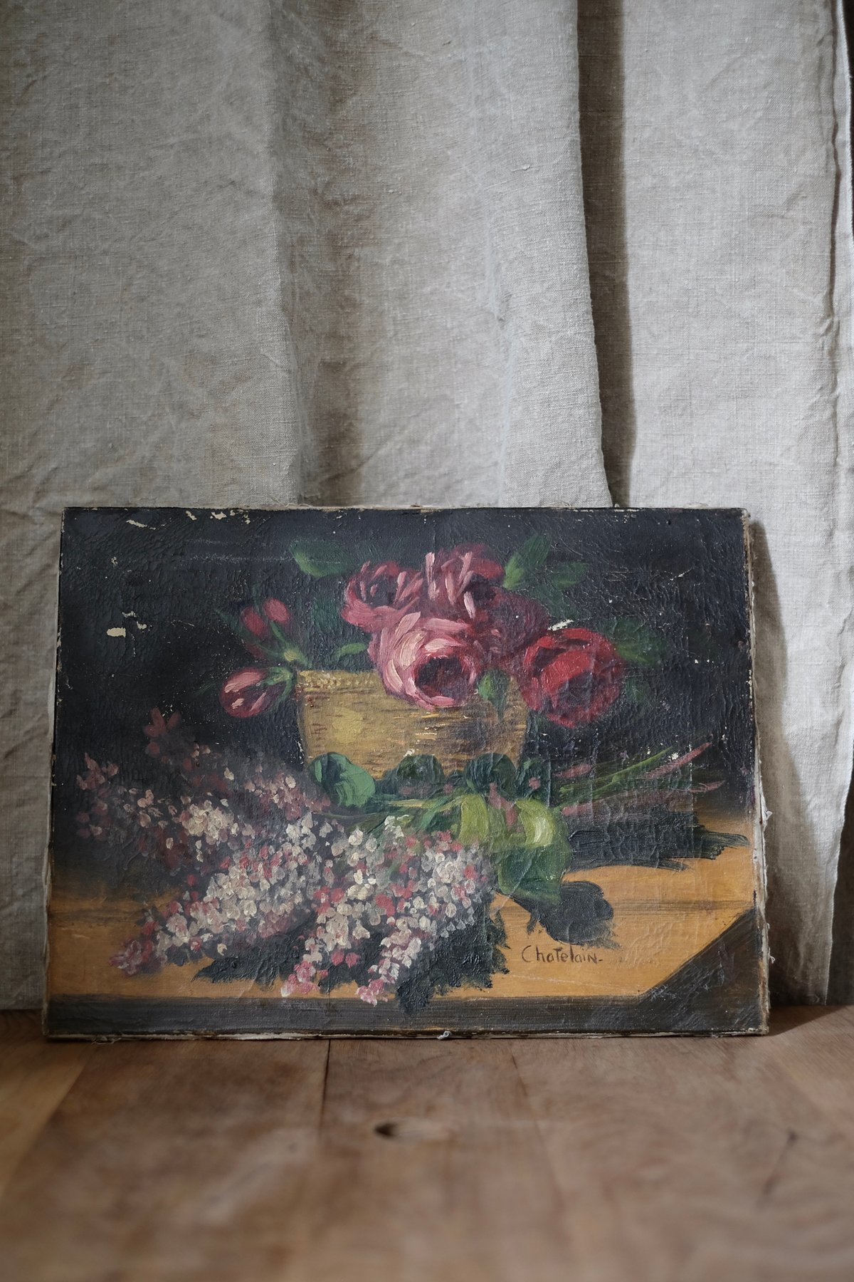 Image of Pivoines et lilas - Huile sur toile 