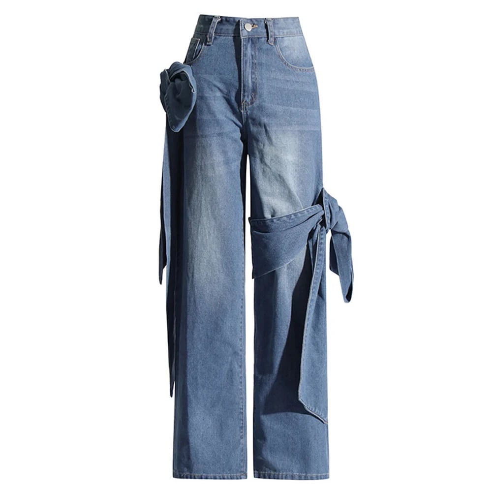 Image of Denim Bow Pants Set