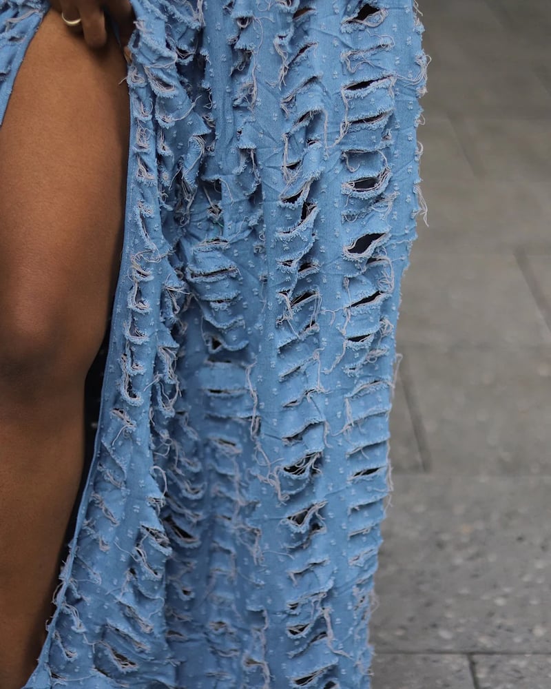 Image of Denim Distress Dress