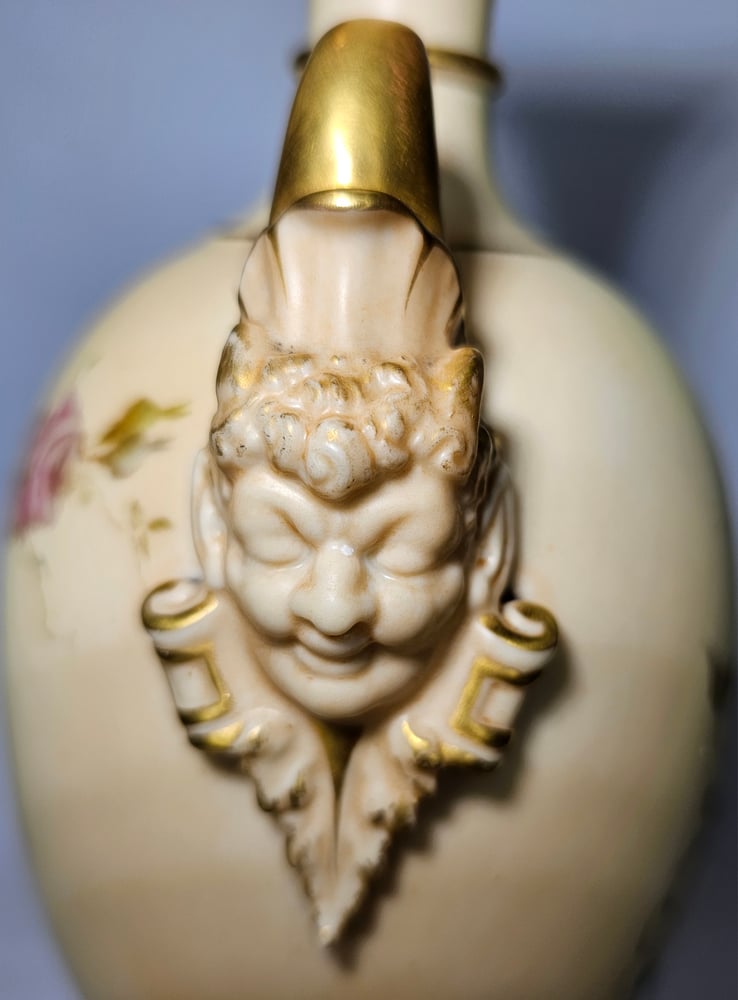 Image of Royal Worcester Vase with mask boss handles #3