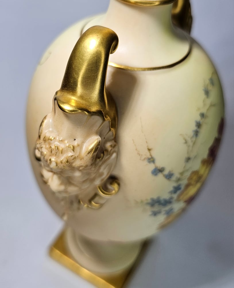 Image of Royal Worcester Vase with mask boss handles #3