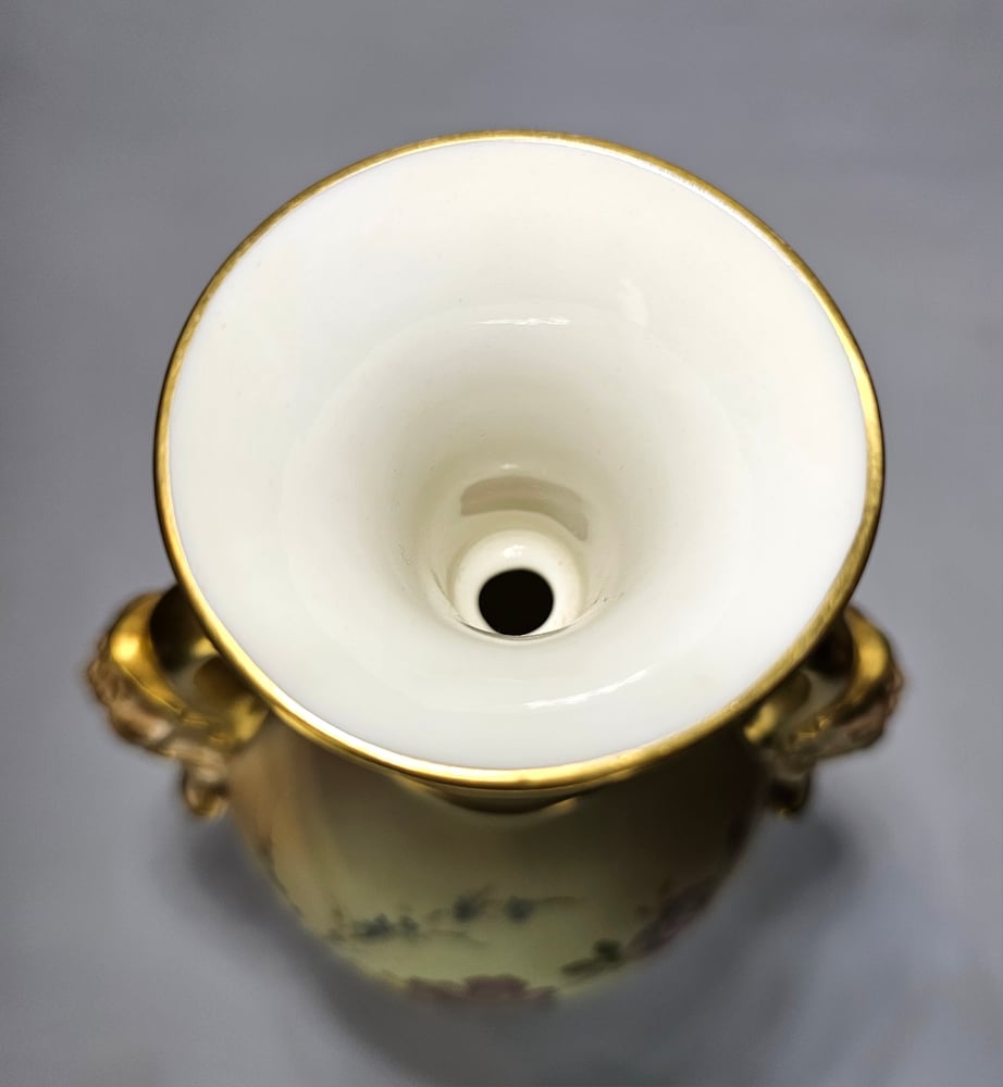 Image of Royal Worcester Vase with mask boss handles #3