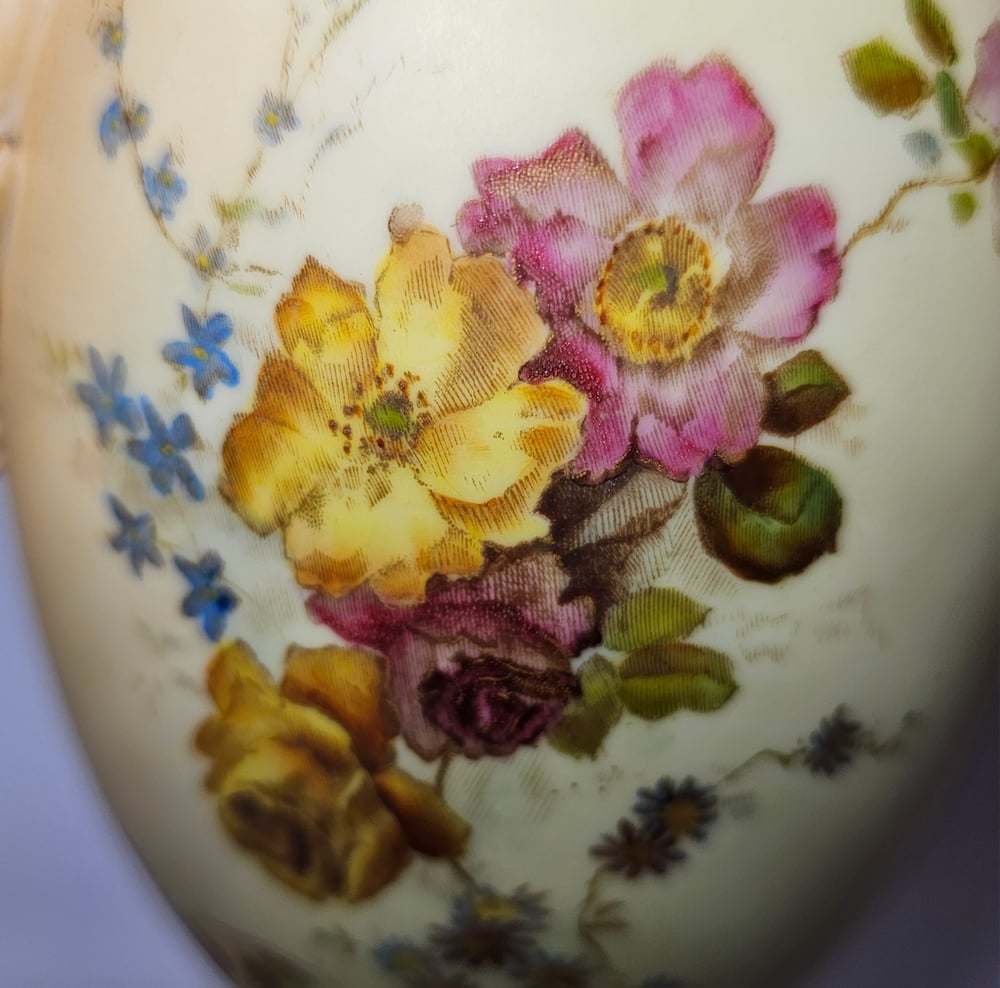 Image of Royal Worcester Vase with mask boss handles #3