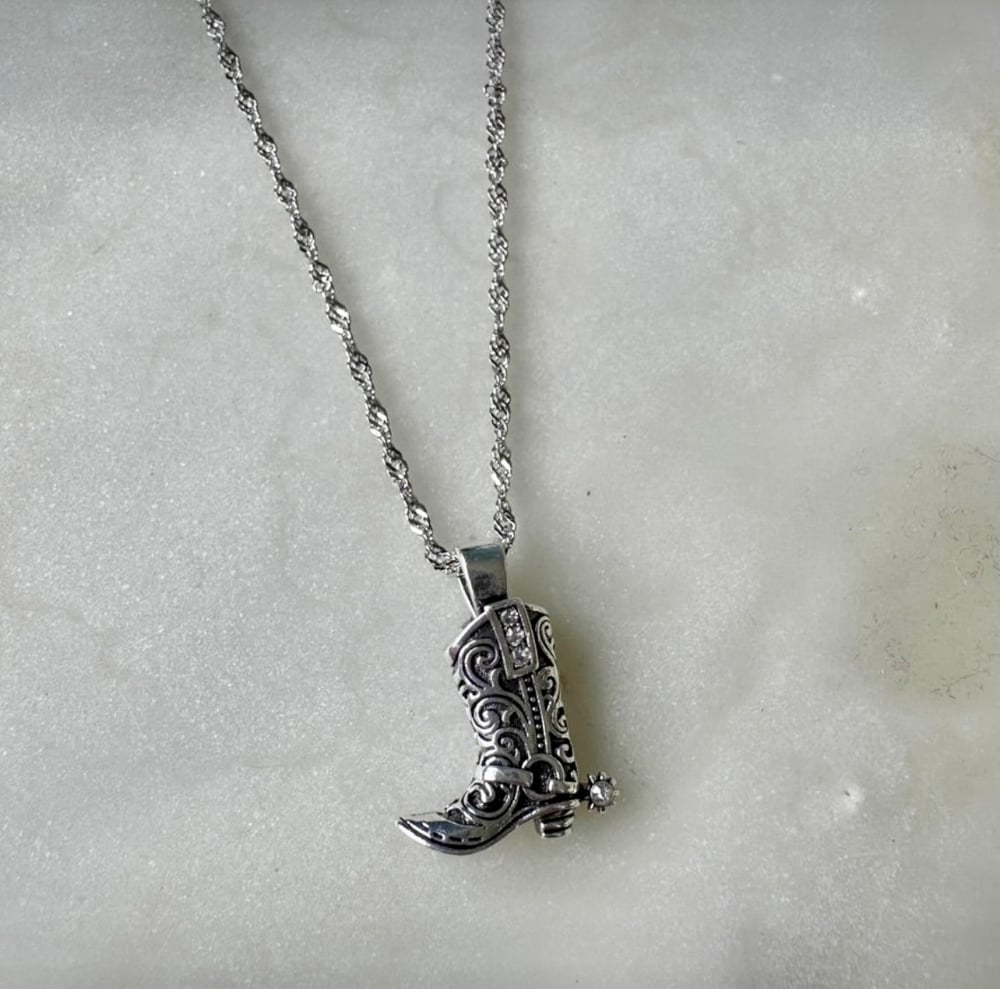 Image of 925 Silver Cowboy boot pendant necklace