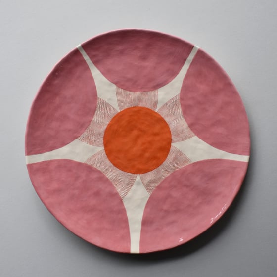 Image of Pink and Orange Flower Plate